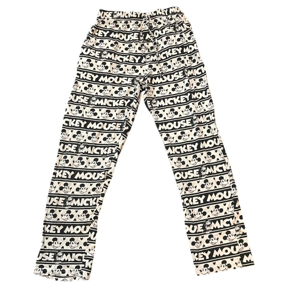 Mickey Mouse Mens Lounge Pajama Pants Black & White Cartoon Print Size M